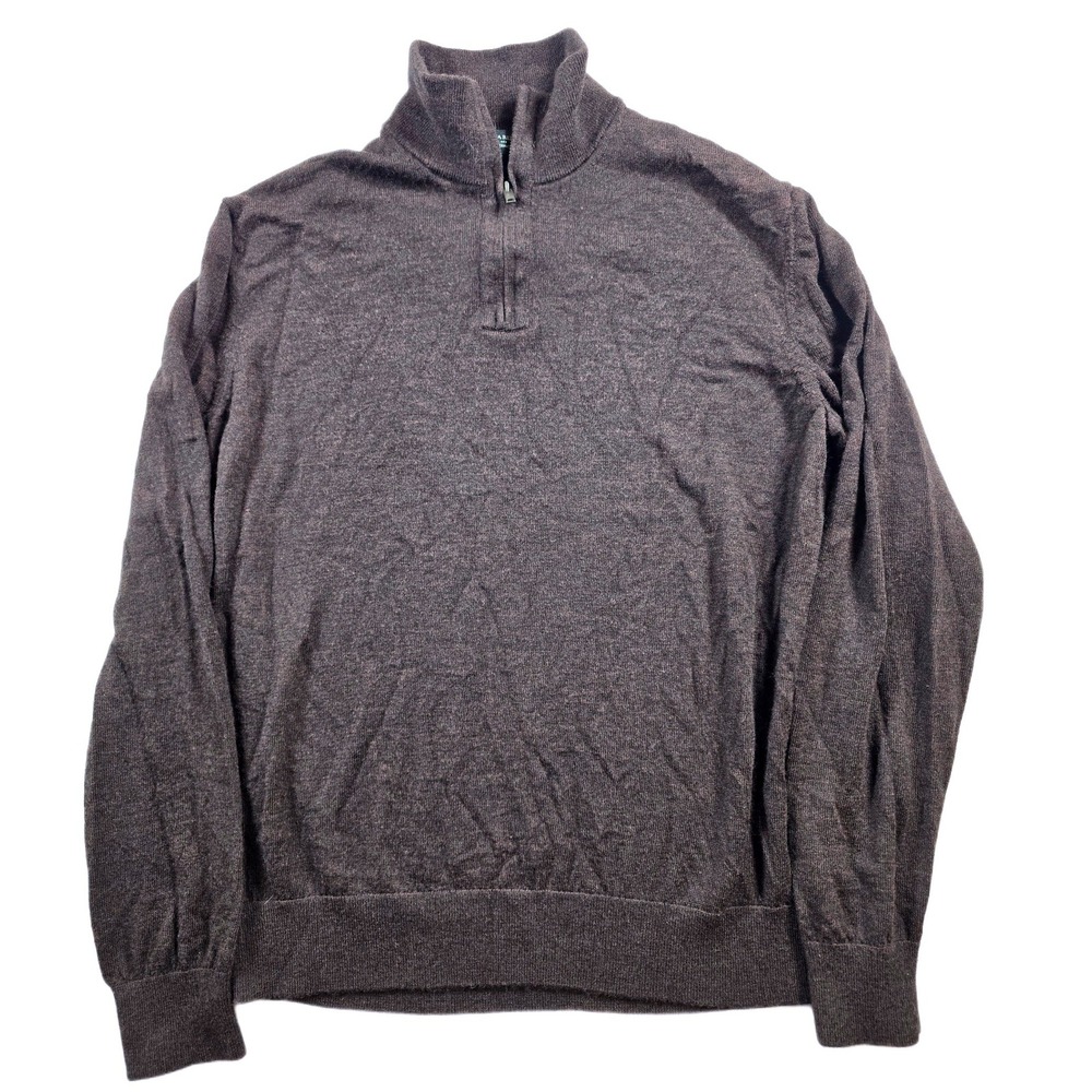 Banana Republic 1/4 Zip Sweater Mens Large Brown 100% Merino Wool Pullover